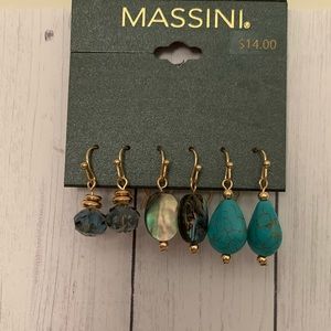 NWT Massini earrings teal 3 pack
